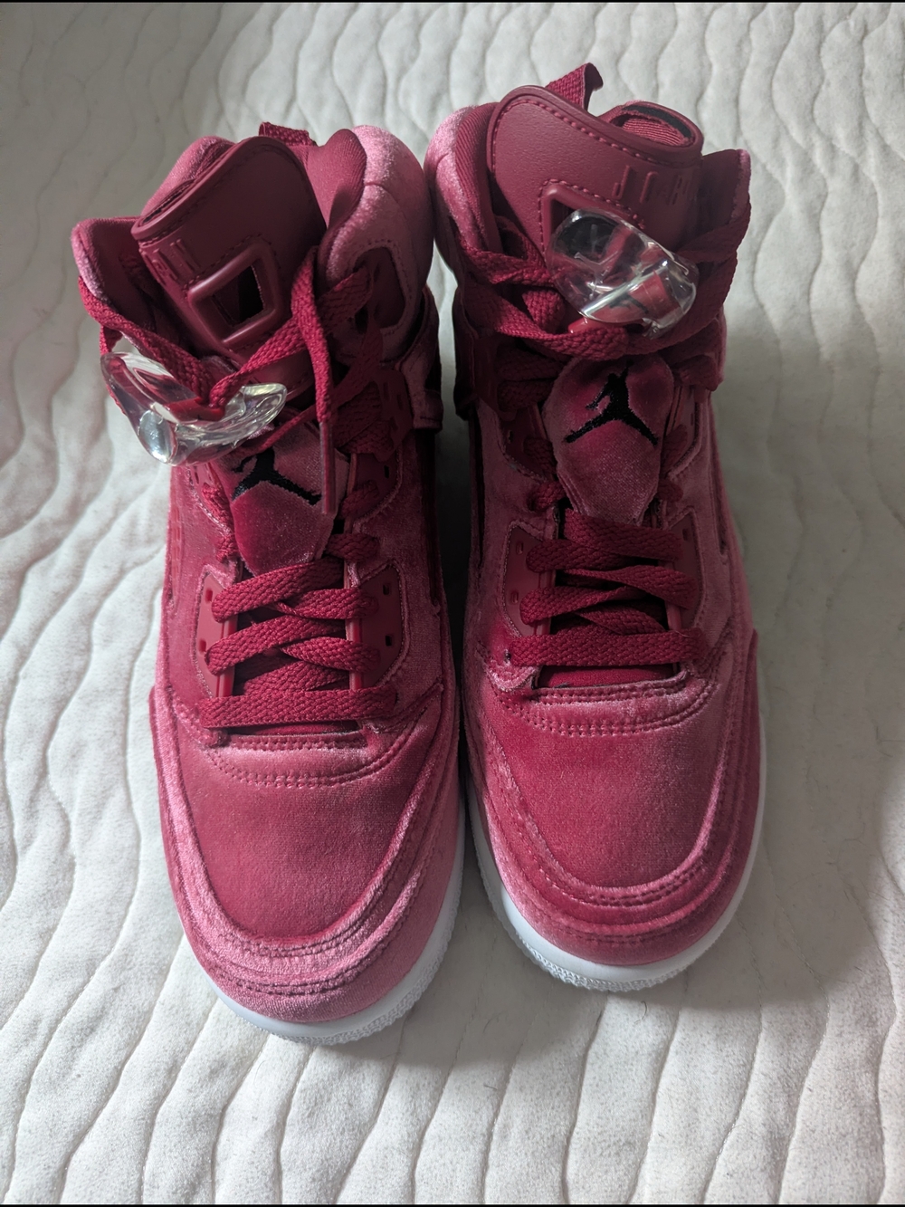 Jordan Women’s Burgundy/Pink Suede High-Top Sneakers